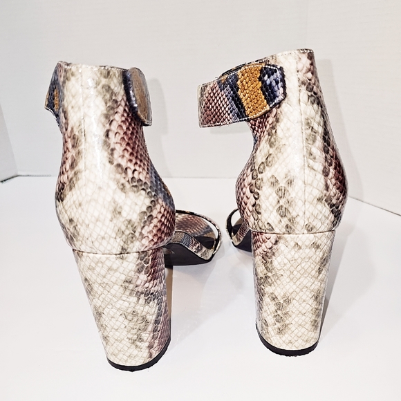 Jeffrey Campbell Snake Embossed Leather Heeled Sandals Shoes size 11 - Picture 9 of 12